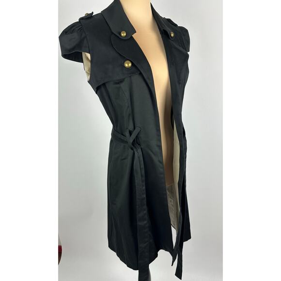 NWT Voom by Joy Han USA Size Medium Black Trench Coat Goth Whimsygoth - Picture 3 of 16